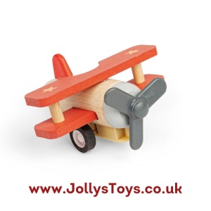 Wooden Pull Back Bi-Plane